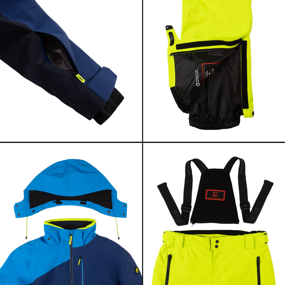 Skianzug Herren blau/limette Gr.S-4XL