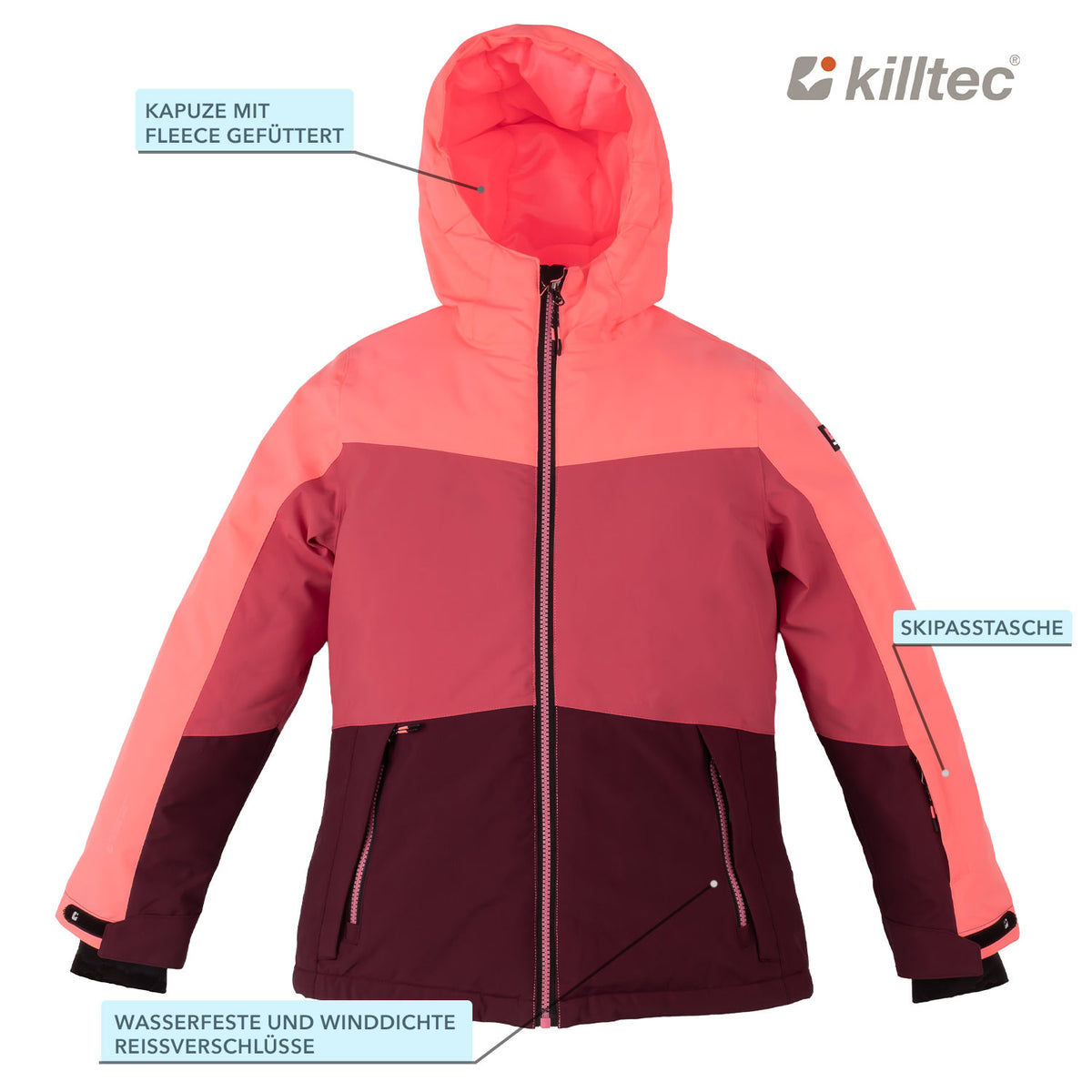 Skianzug Mädchen beere neon pink Gr. 128-176