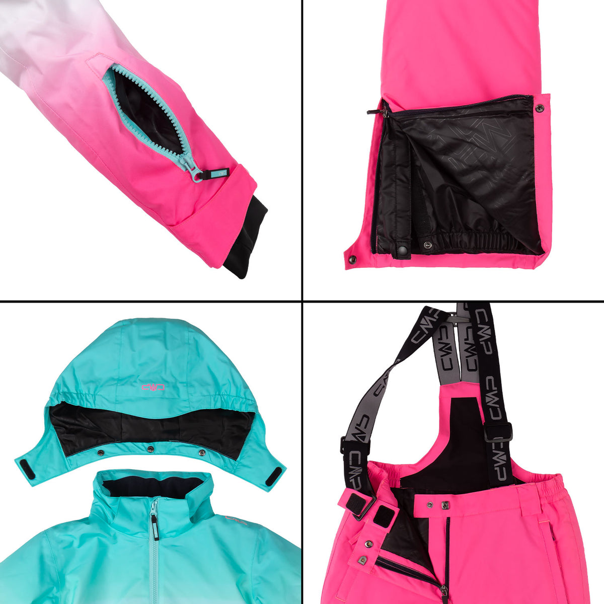 Skianzug Mädchen hellblau pink Gr. 116-176