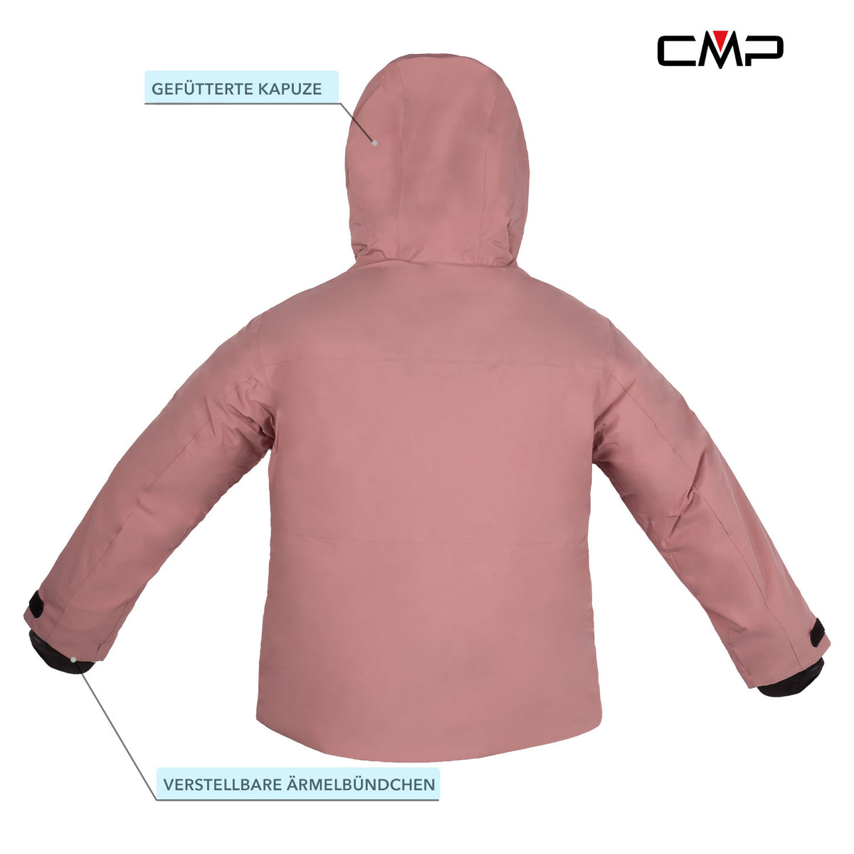 CMP Skianzug Mädchen Gr. 140 - 176 Skijacke rosa + Skihose grau wasserdicht