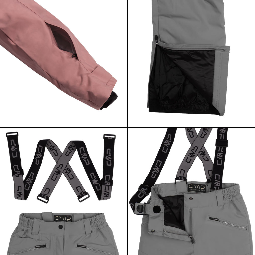 CMP Skianzug Mädchen Gr. 140 - 176 Skijacke rosa + Skihose grau wasserdicht
