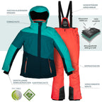 Skianzug Damen Skijacke blau + Skihose orange Gr. 36-50