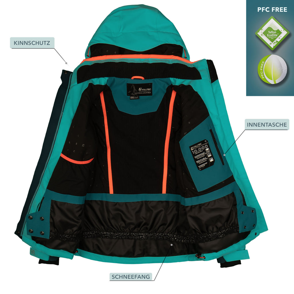 Skianzug Damen Skijacke blau + Skihose orange Gr. 36-50