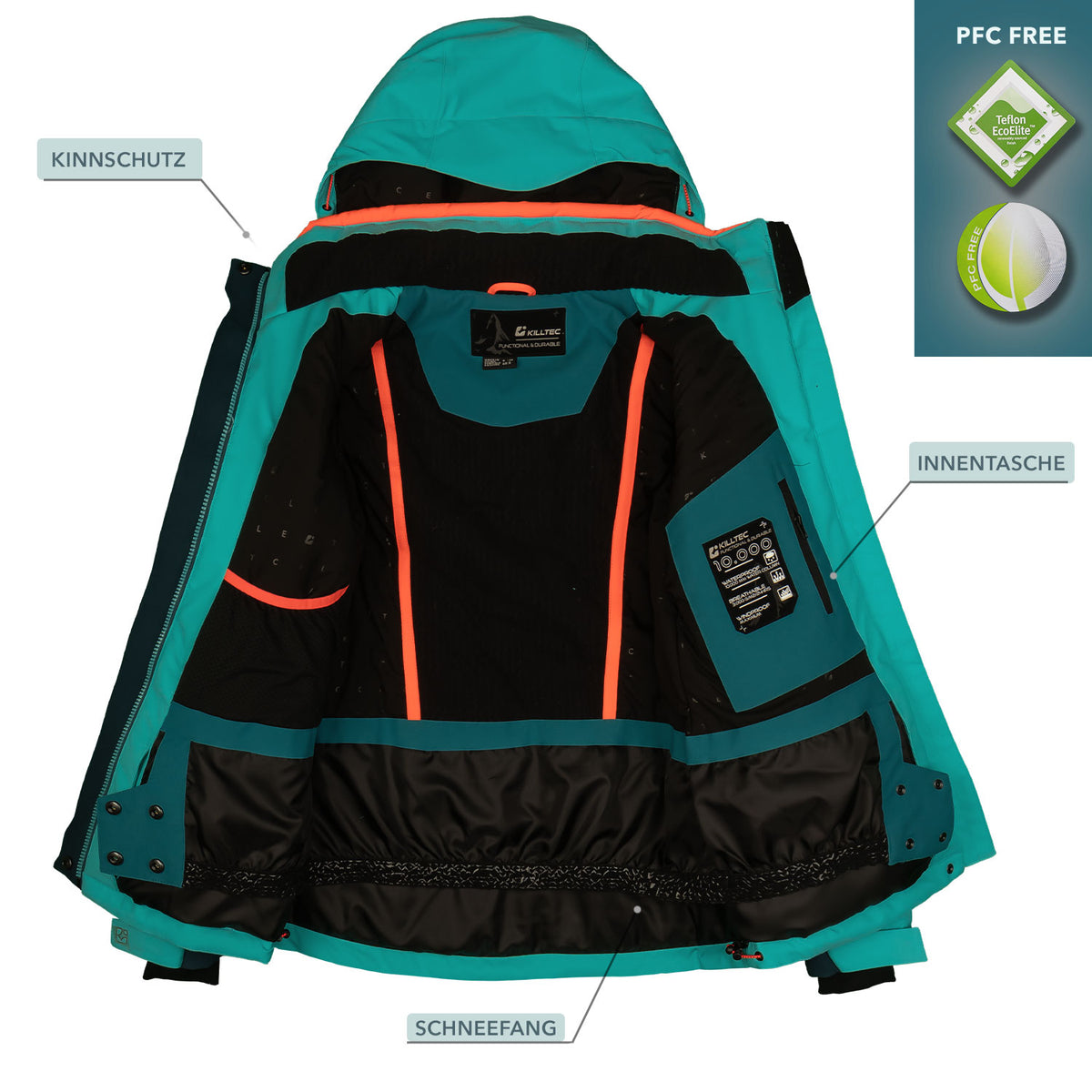 Skianzug Damen Skijacke blau + Skihose orange Gr. 36-50