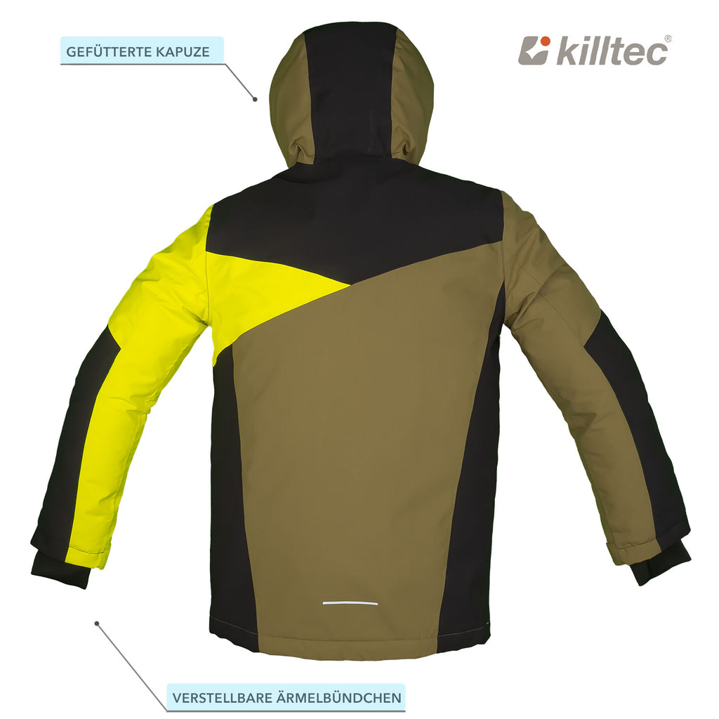 killtec Skianzug Jungen oliv/neongelb, Skijacke und Skihose im Set