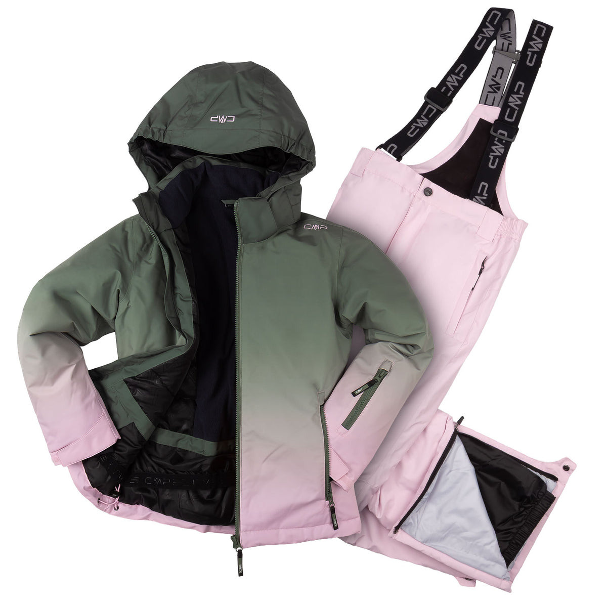 Skianzug Mädchen grün rosa Gr. 116-176
