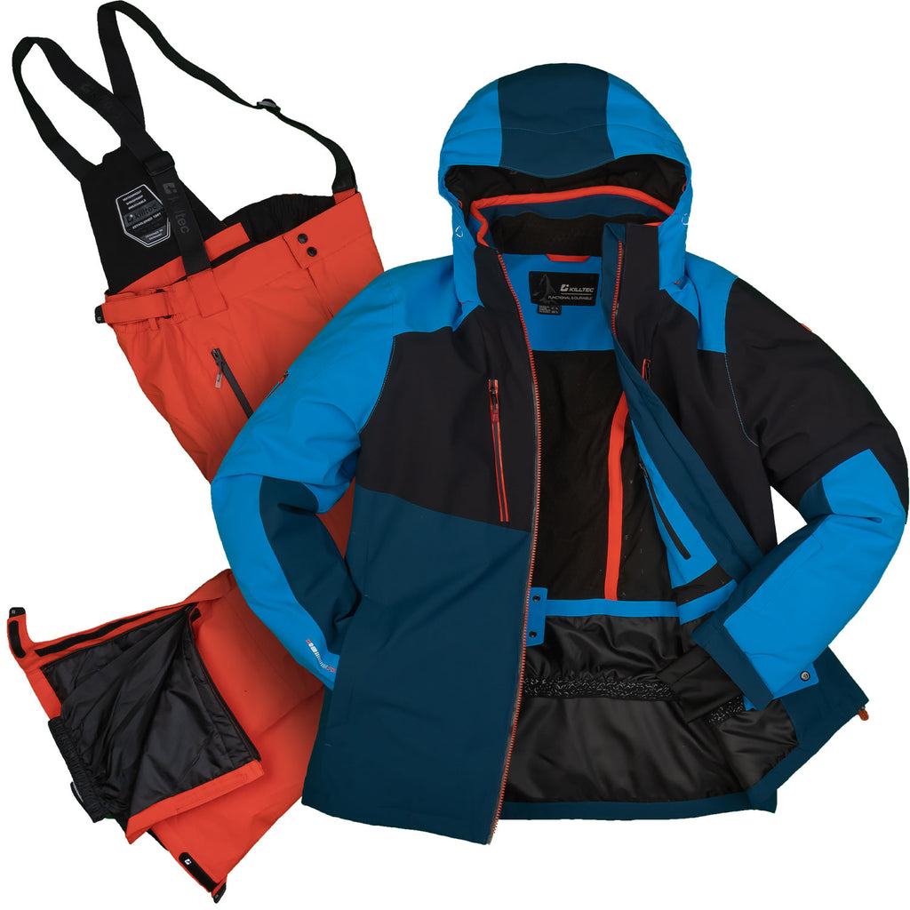Skianzug Herren Skijacke blau + Skihose orange