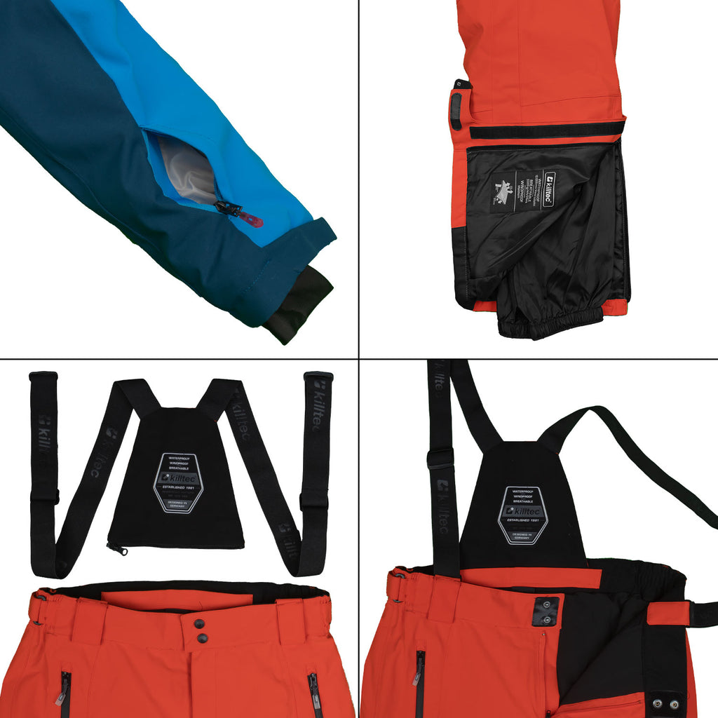 Skianzug Herren Skijacke blau + Skihose orange