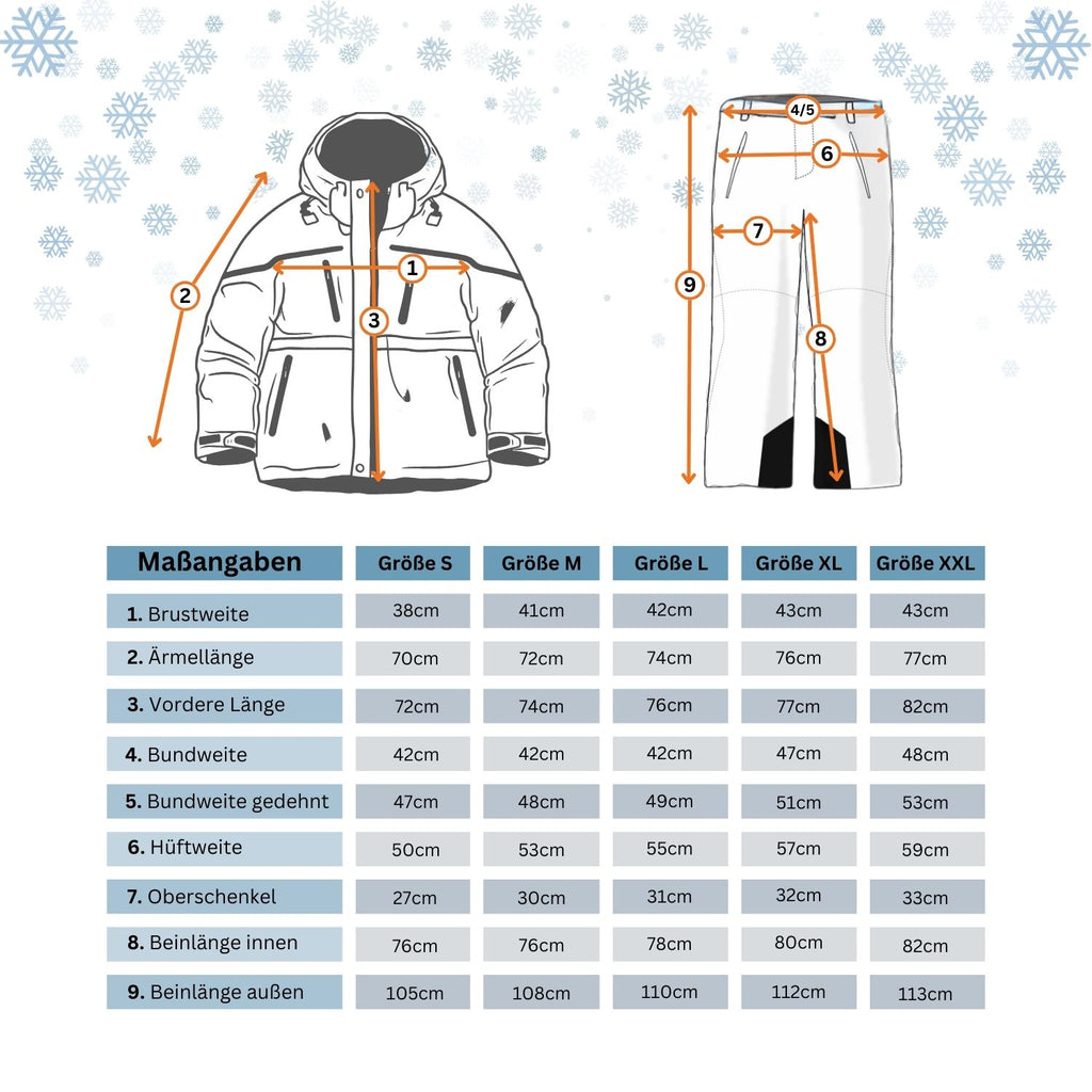 Skianzug Herren Skijacke blau + Skihose orange