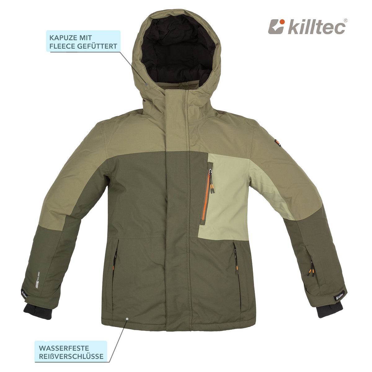 killtec Skianzug Jungen Olive Orange | Skijacke und Skihose im Set