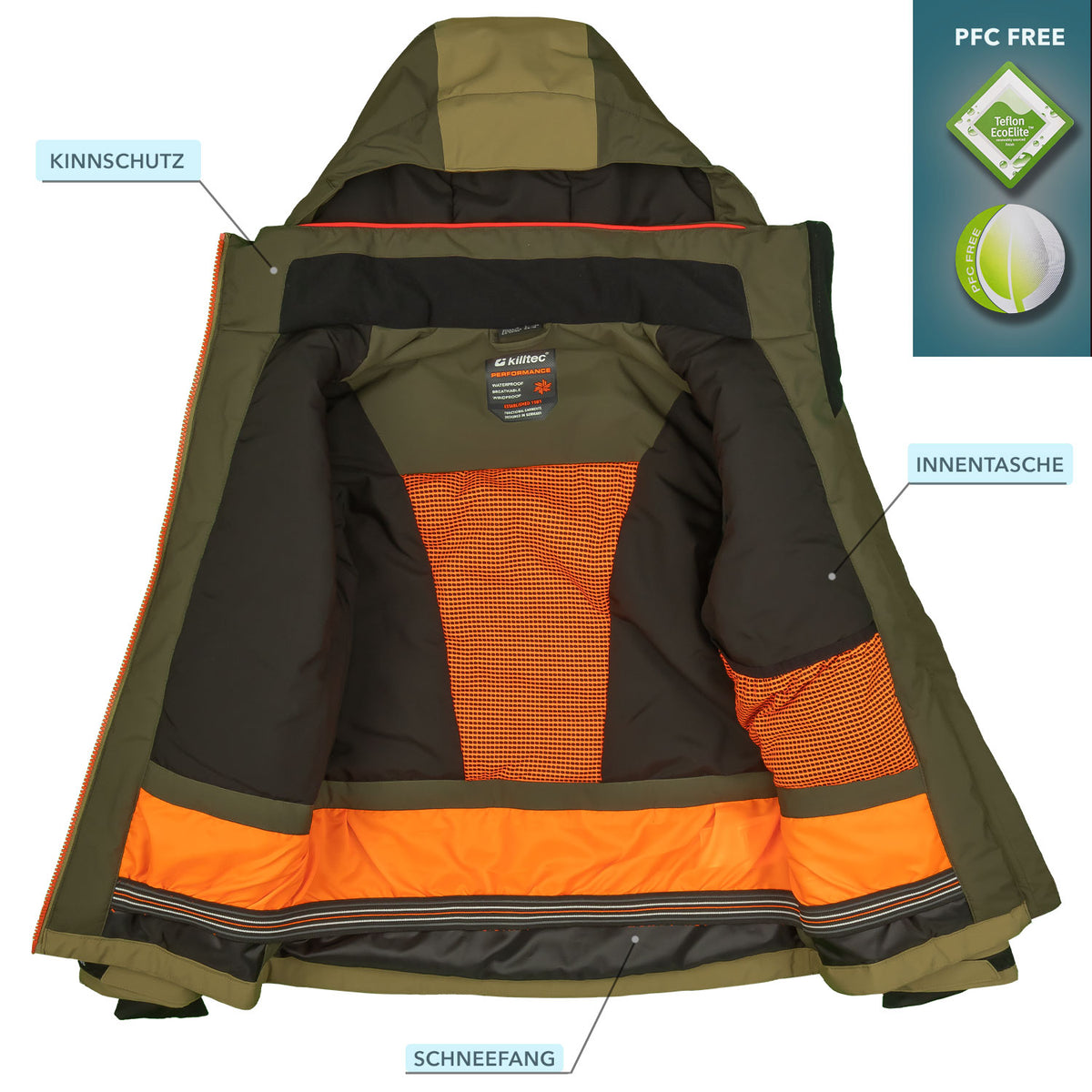 Skianzug Jungen Skijacke + Skihose oliv Gr. 128