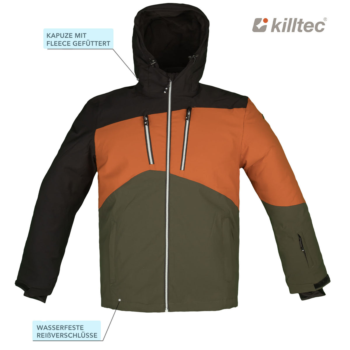 Skianzug Herren Skijacke schwarz + Skihose orange Gr. S