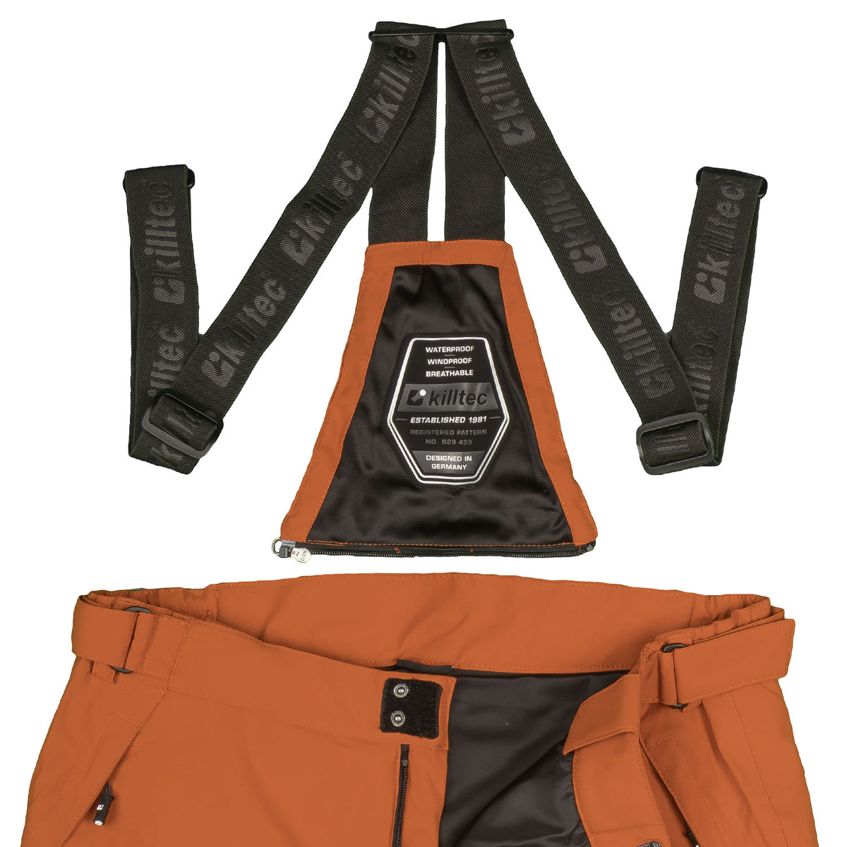 Skianzug Herren Skijacke schwarz + Skihose orange Gr. S