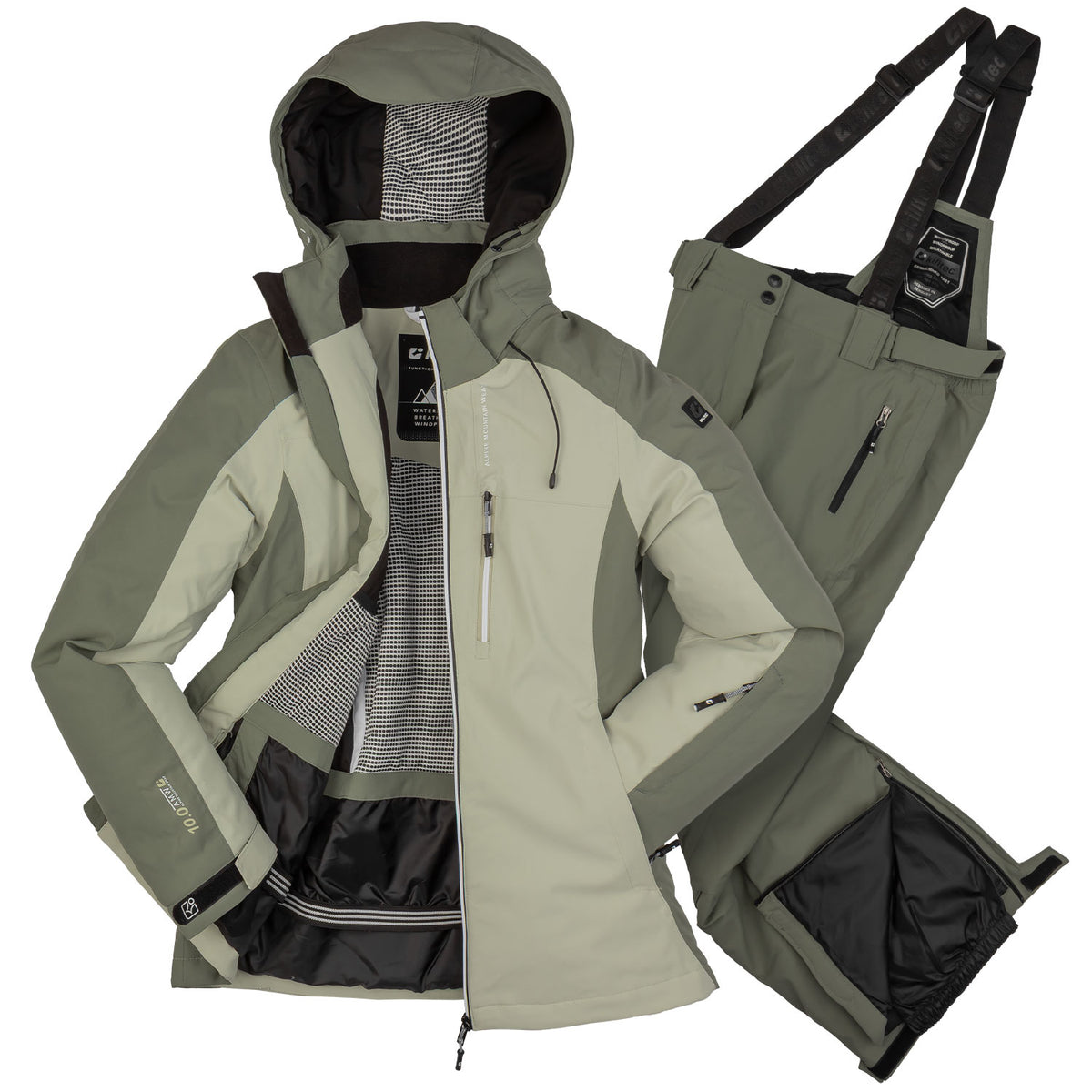 killtec Skianzug Damen, Skijacke + Skihose, salbei/eisblau